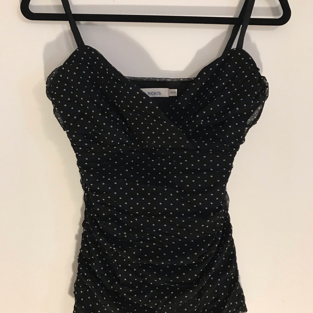 Black polka dot top